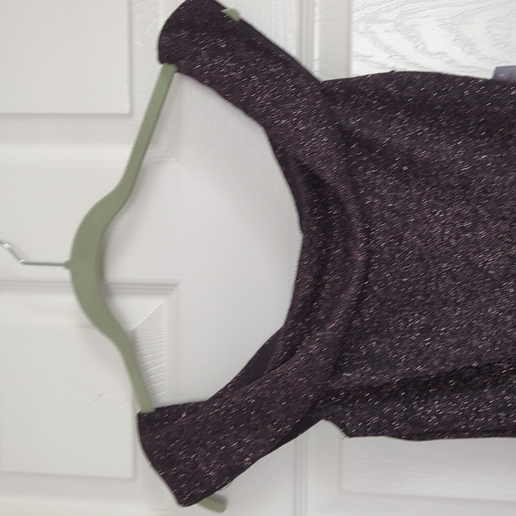 Premier Amour Black Blush Glitter Cocktail Dress Off The Shoulder Sz 4 - Picture 2 of 10